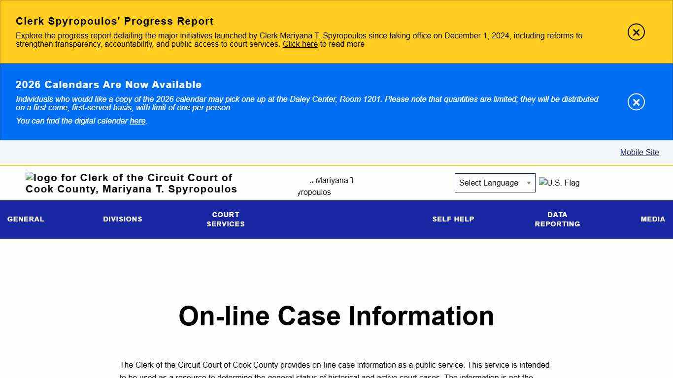 On-line Case Information Clerk of the Circuit Court of Cook County